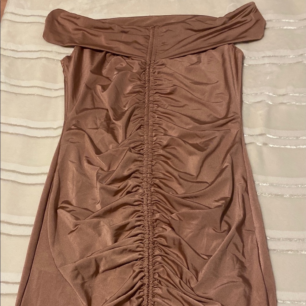 Bronze off the sleeve dress